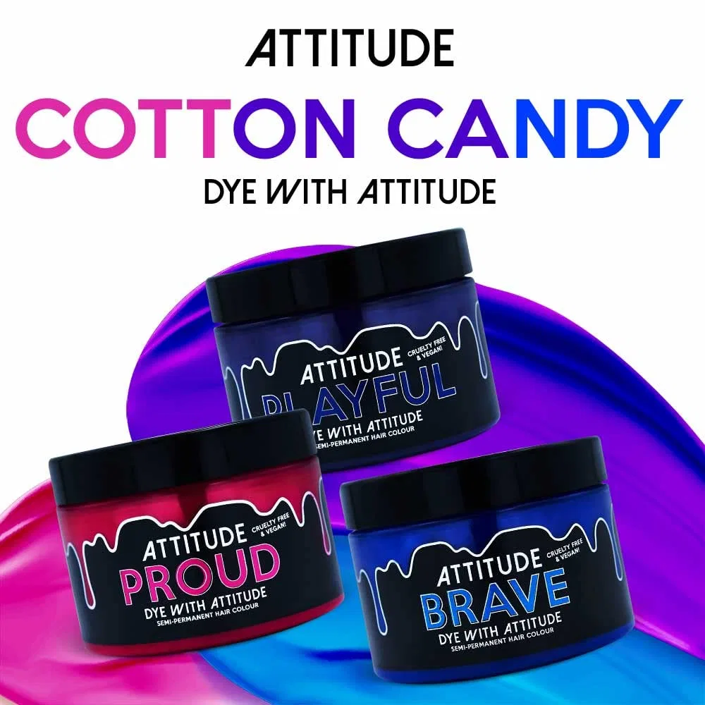 Набор полуперманентных красок для волос Attitude Hair Dye Cotton Candy Trio, синий/розовый/фиолетовый Attitude Holland, Cotton Candy Trio — фото 2