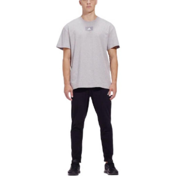 Футболка adidas M Fv T Solid Color Logo Athleisure Casual Sports Round Neck Short Sleeve Gray, мультиколор — фото 2