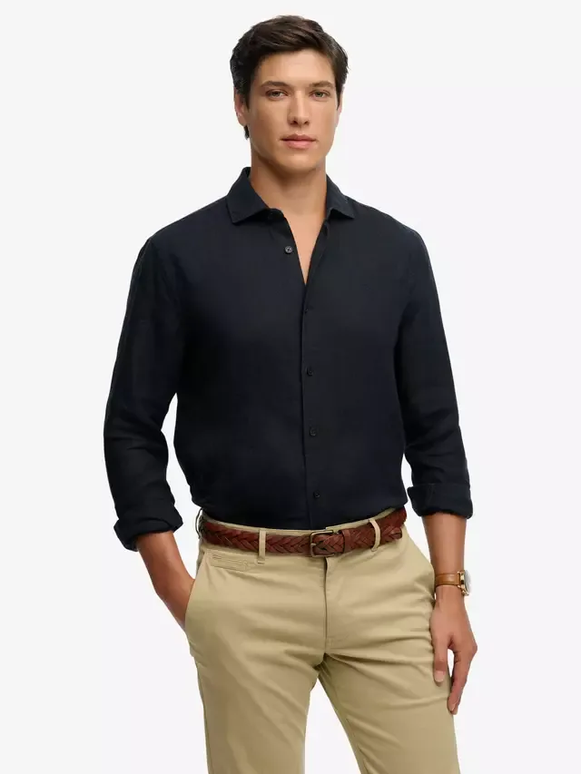 Льняная рубашка Ривьера Superdry, Eclipse Navy