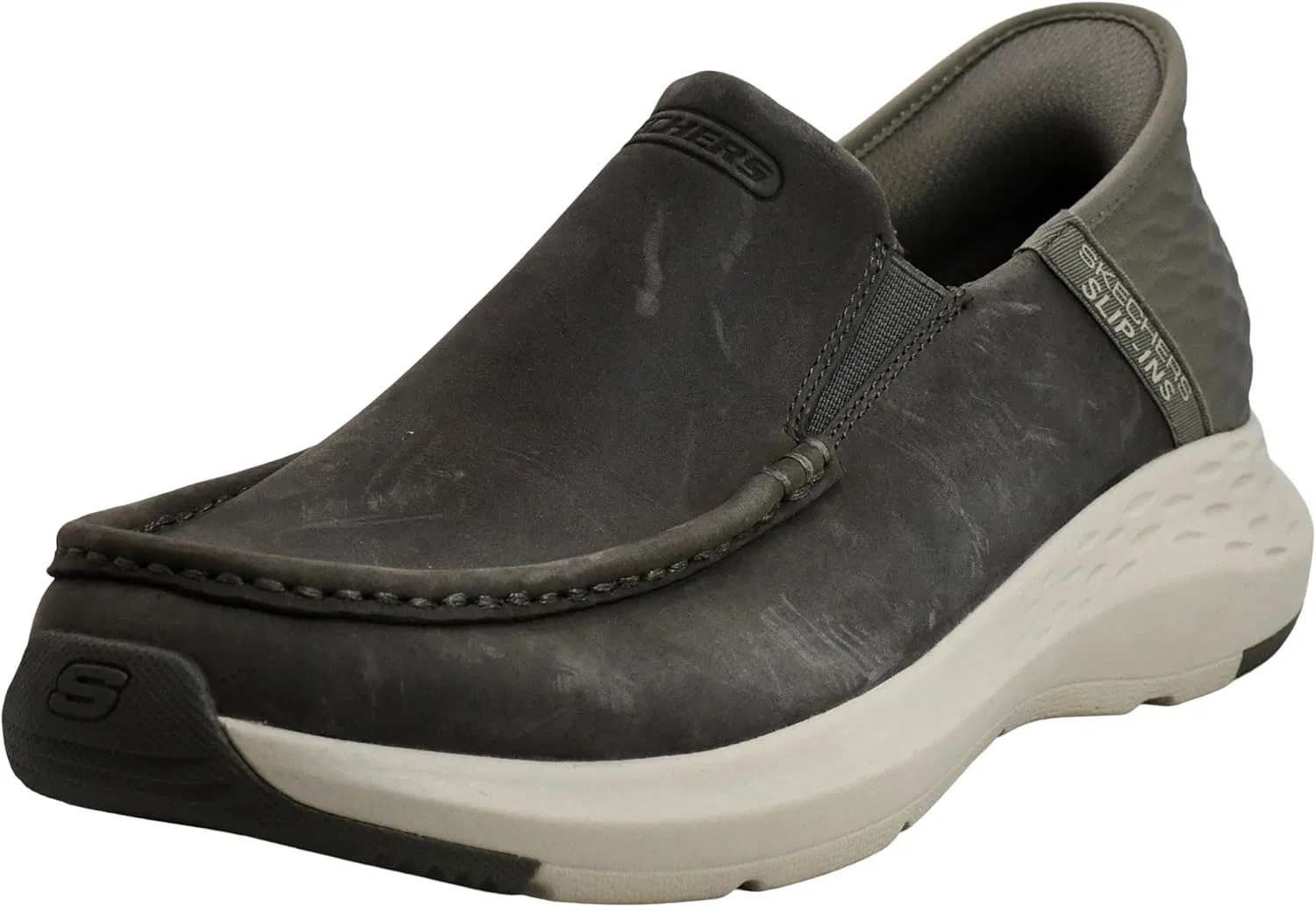 Лоферы мужские из натуральной кожи, Skechers, оливковый