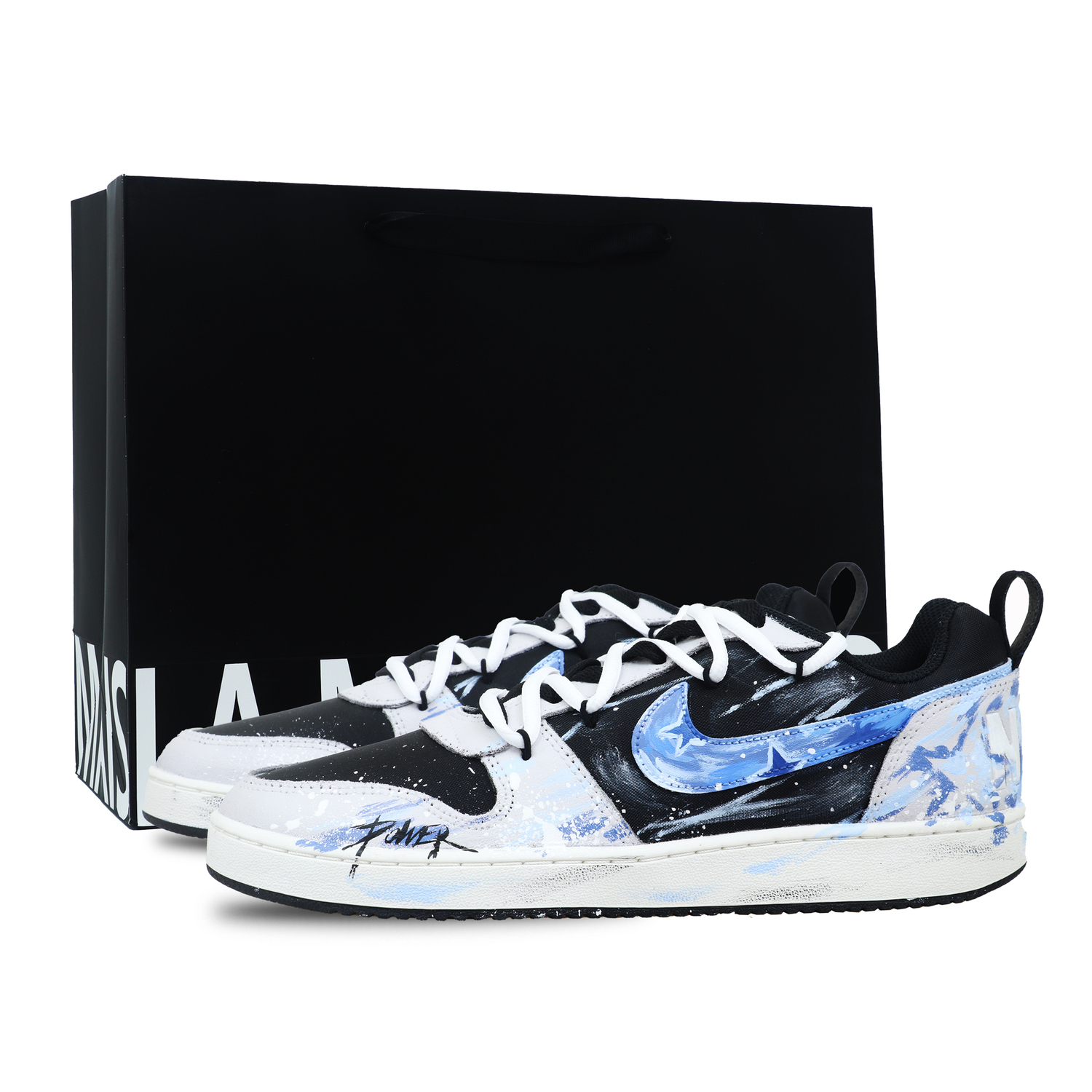 Nike Кроссовки для скейтбординга мужские Court Borough с полным покрытием, легкие, с поддержкой, низкие, цвет Black White Blue — фото 3