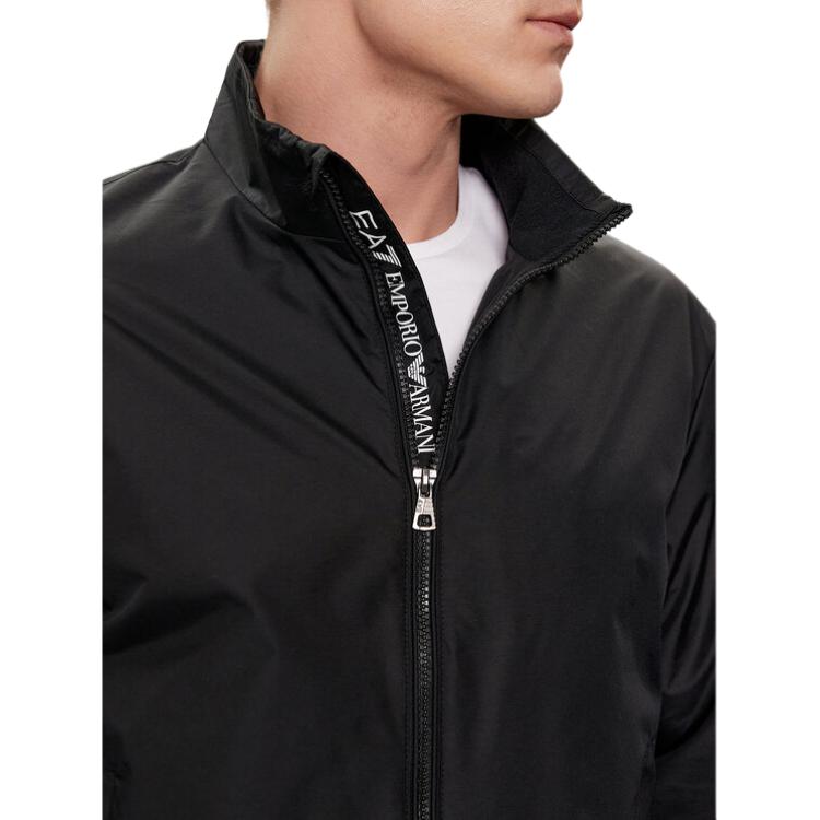 Куртка легкая на молнии с принтом логотипа EMPORIO ARMANI, черная — фото 4