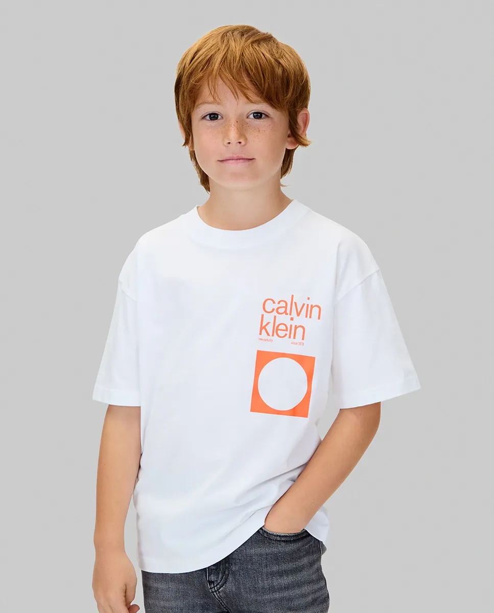 

Детская футболка с рисунком на спине Calvin Klein, белый