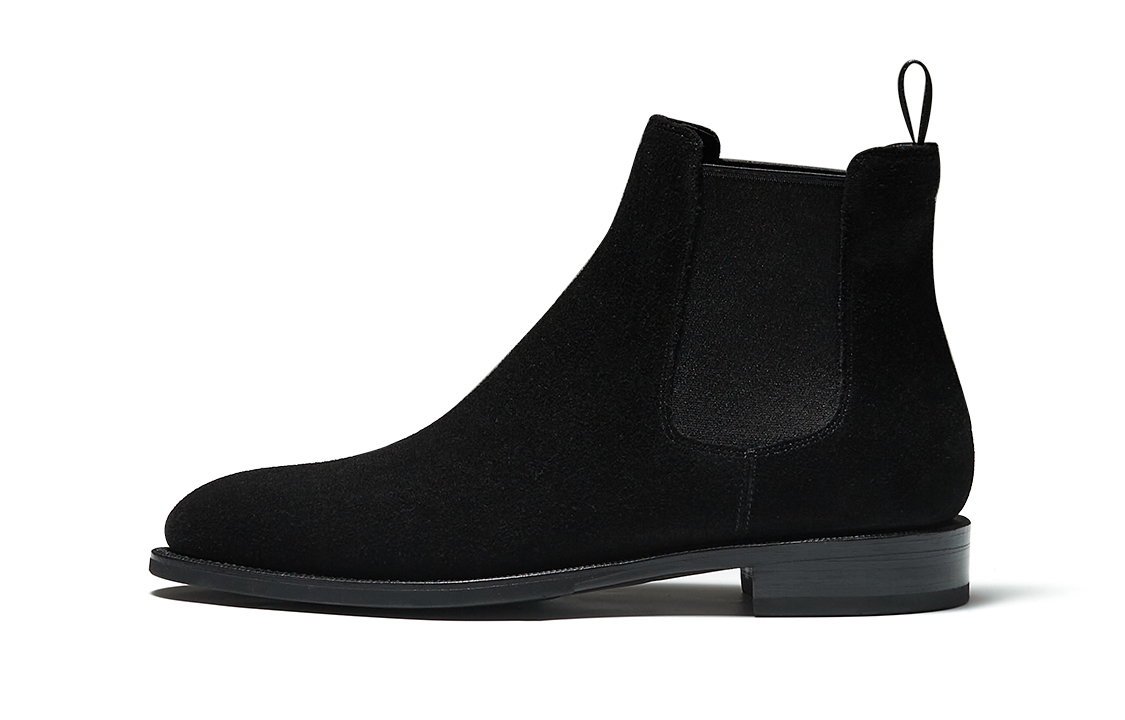 

Итальянские замшевые кожаные ботинки короткие челси ботинки мужские black TRUFFAUT, S452 черный Cow Suede