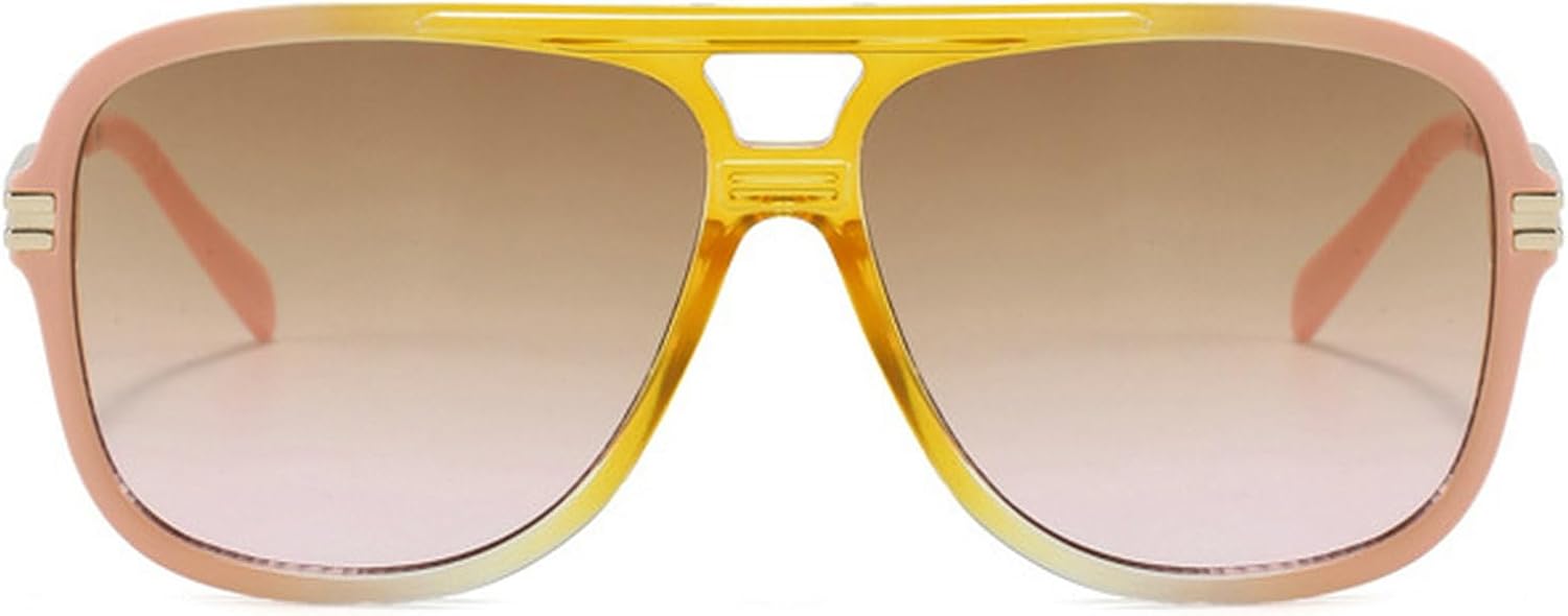 

Модные солнцезащитные очки-пилот для женщин и мужчин, с двойной перемычкой, квадратной формой, защитой от УФ-излучения UV400, стильные солнцезащитные очки с градиентным переходом mincl, Light Pink Brown