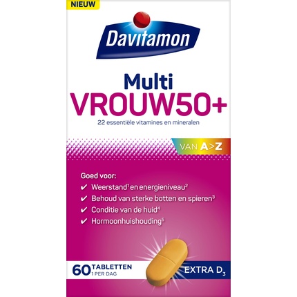 

Multi Woman 50+ - Мультивитаминная добавка для женщин старше 50 лет Davitamon