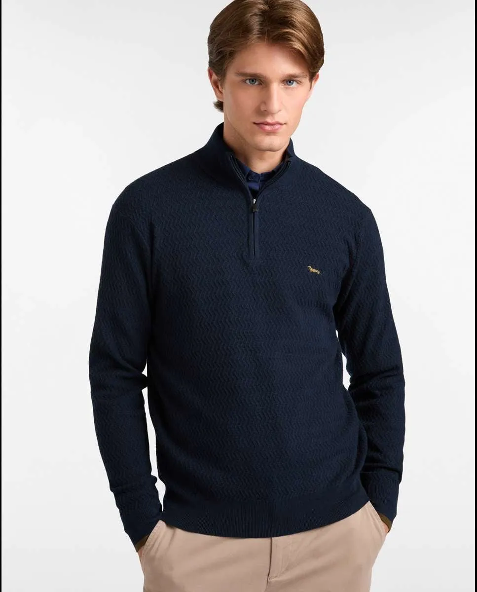 

Мужской свитер с половинной молнией Harmont&Blaine, темно-синий