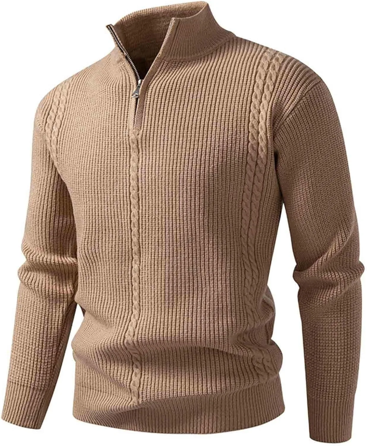 

Мужской полузастегивающийся свитер с воротником стойкой, стильный приталенный пуловер с длинным рукавом Cambkatl