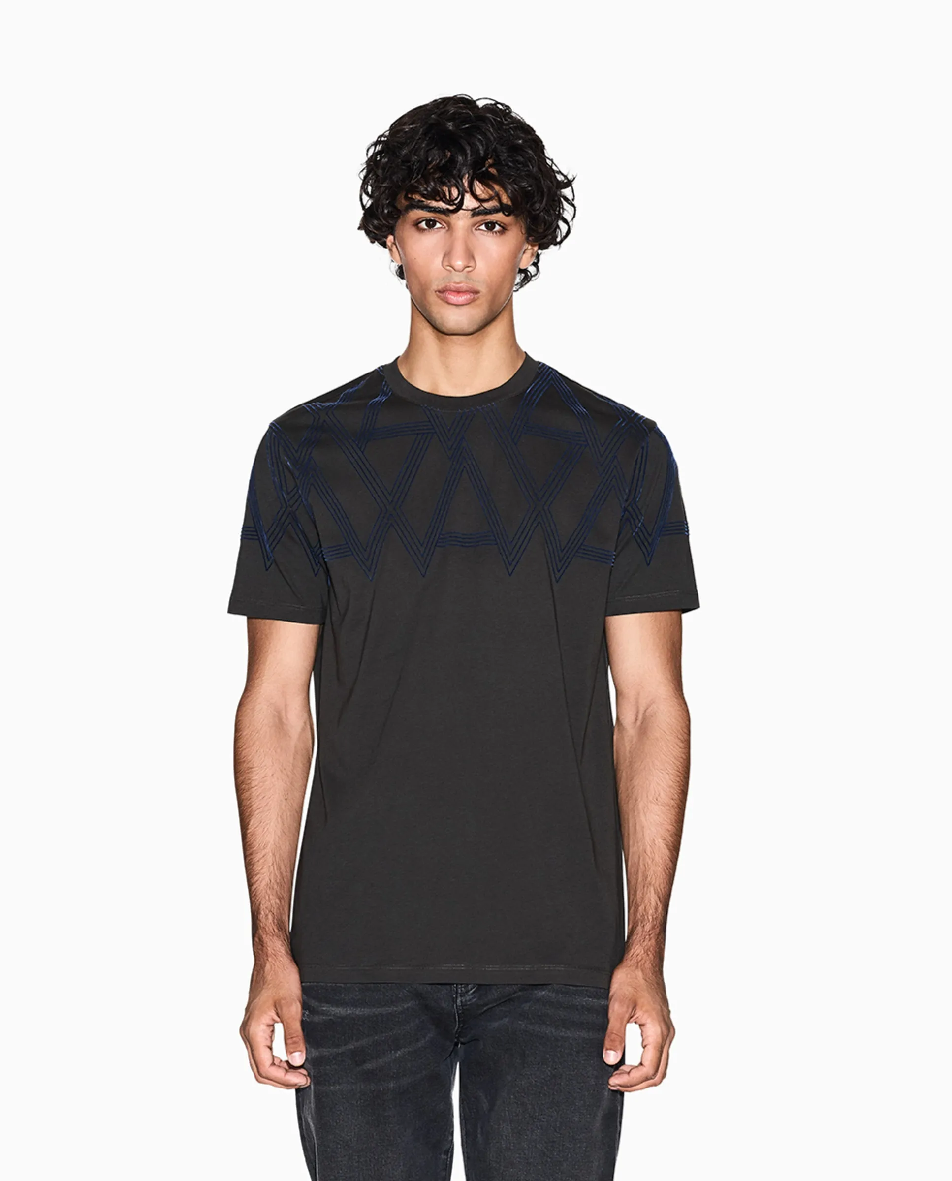 

Футболка мужская с коротким рукавом и большим модульным логотипом из флока Armani Exchange, коричневый