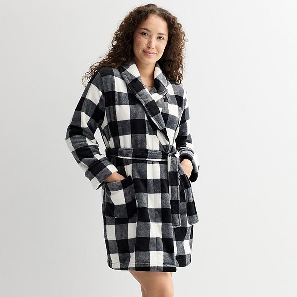 

Женский короткий плюшевый халат Sonoma Goods For Life, Black Buffalo Check