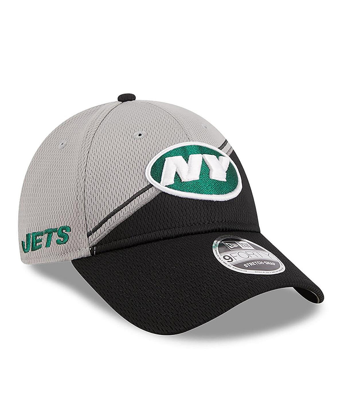 

Мужская серая, черная регулируемая кепка New York Jets 2023 Sideline 9FORTY New Era