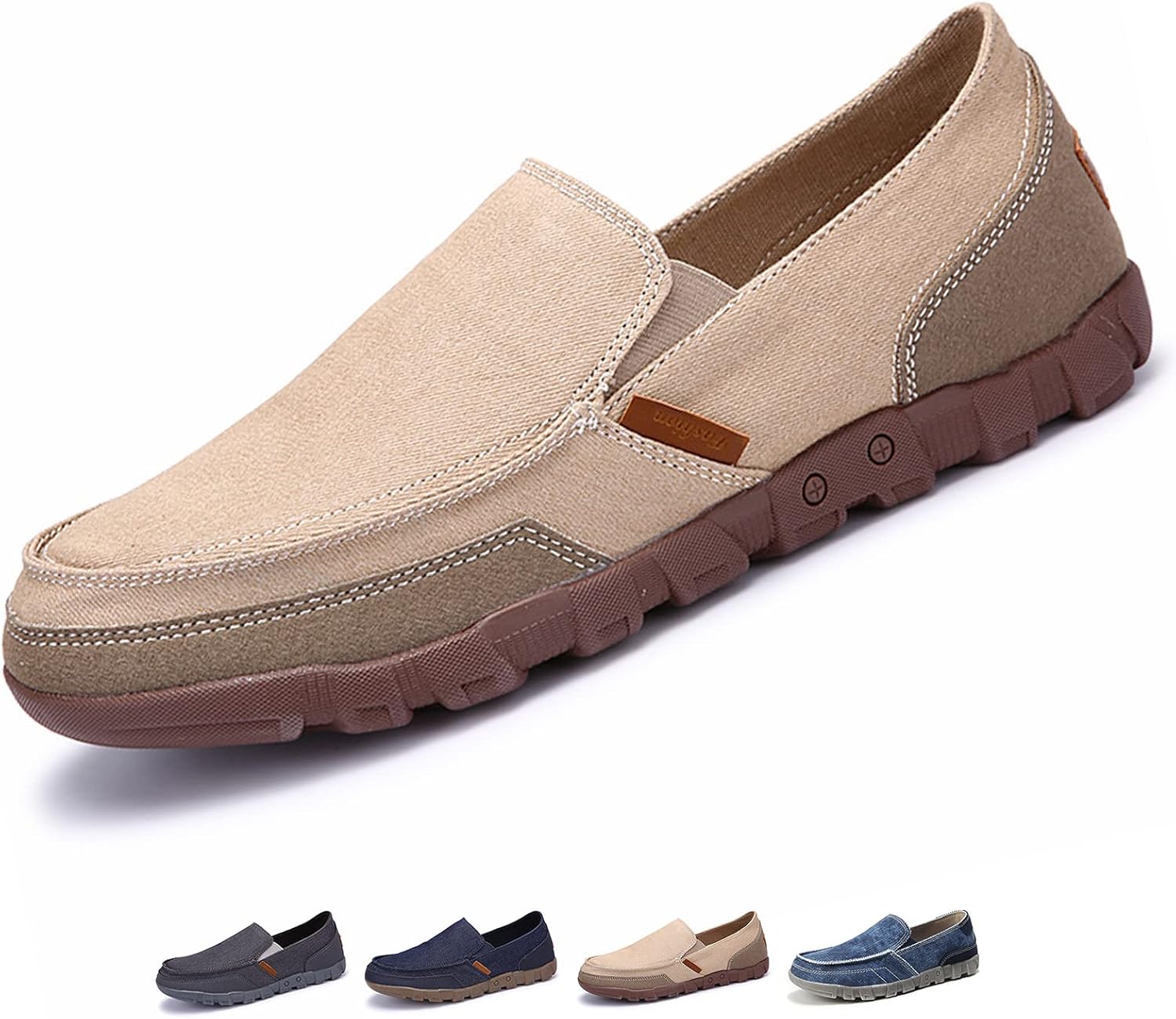 

Мужские джинсовые слипоны ортопедические лоферы повседневные легкие обувь и ходьбы мягкие лодочные туфли Optigard, бежевый