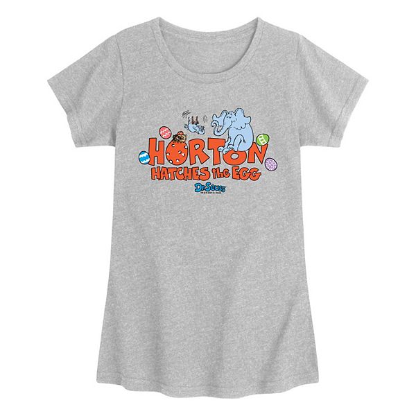

Футболка с принтом Horton Hatches the Egg для девочек 7-16 Dr. Seuss, Heather Gray