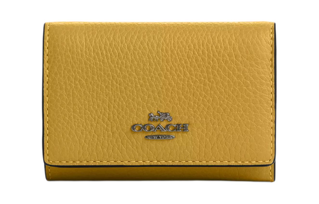 

Кошелек из зерненой кожи Micro унисекс черный античный никель и лен COACH