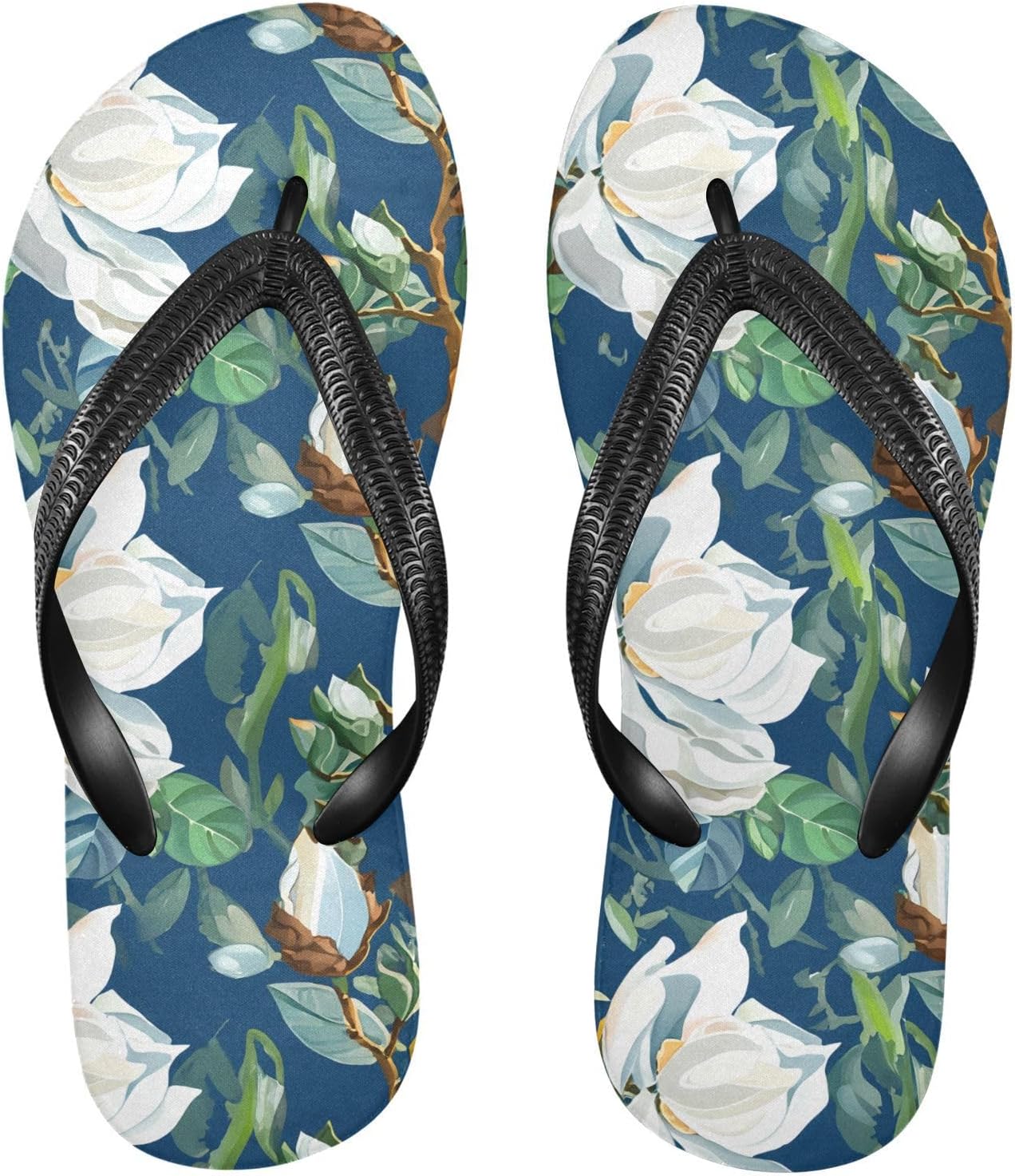 

Вьетнамки с листьями магнолии, пляжный душ, шлепанцы на резиновой подошве, нескользящие летние тапочки для ходьбы, для мужчин и женщин Sinestour, Magnolia Branch Leaves