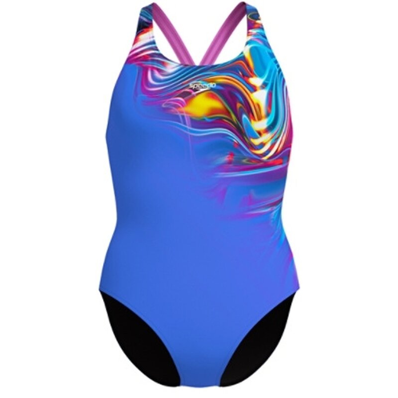 

Купальный костюм женский с размещением на спине Speedo, цвет molten blend - cobalt pop