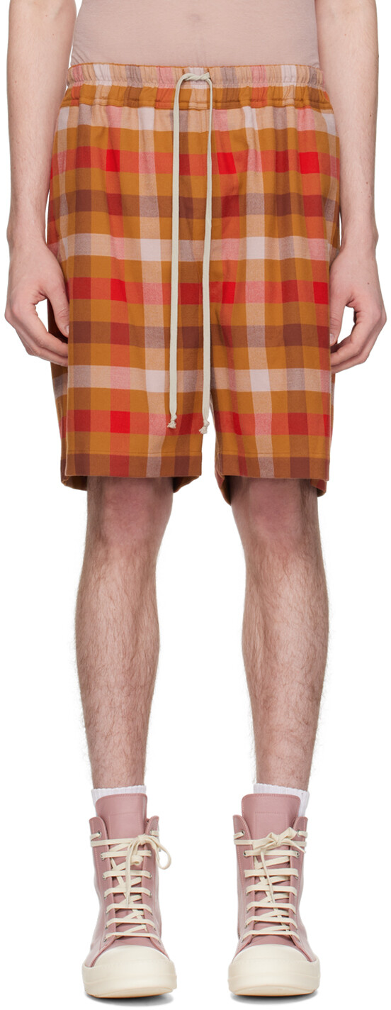 

Оранжевые шорты на кулиске Rick Owens, цвет Clay plaid