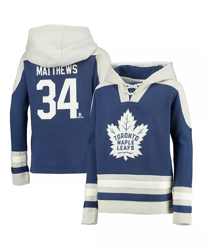 

Толстовка с капюшоном и именной номером Auston Matthews Blue Toronto Maple Leaf для больших мальчиков и девочек Outerstuff