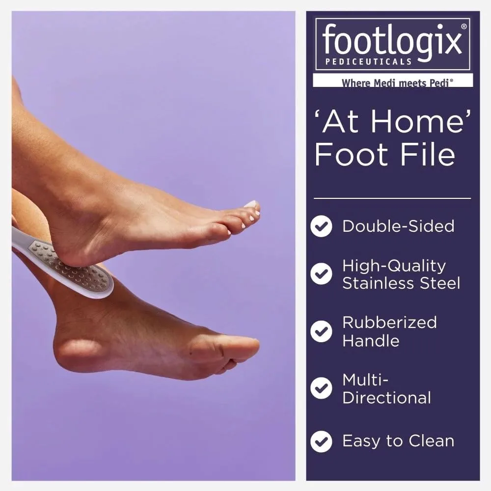 Набор для ухода за стопами Footlogix: спрей Callus Softener и двусторонняя пилка для сухих, грубых и потрескавшихся пяток 1 штука (1 шт.), White — фото 3