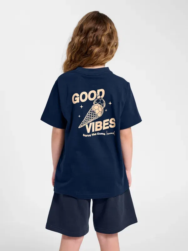 Футболка Hummel Hmljr reg graphic t-shirt s/s print t-shirt, темно-синий — фото 2
