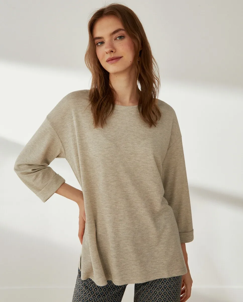 

Женская футболка-туника с длинным рукавом Southern Cotton, бежевый