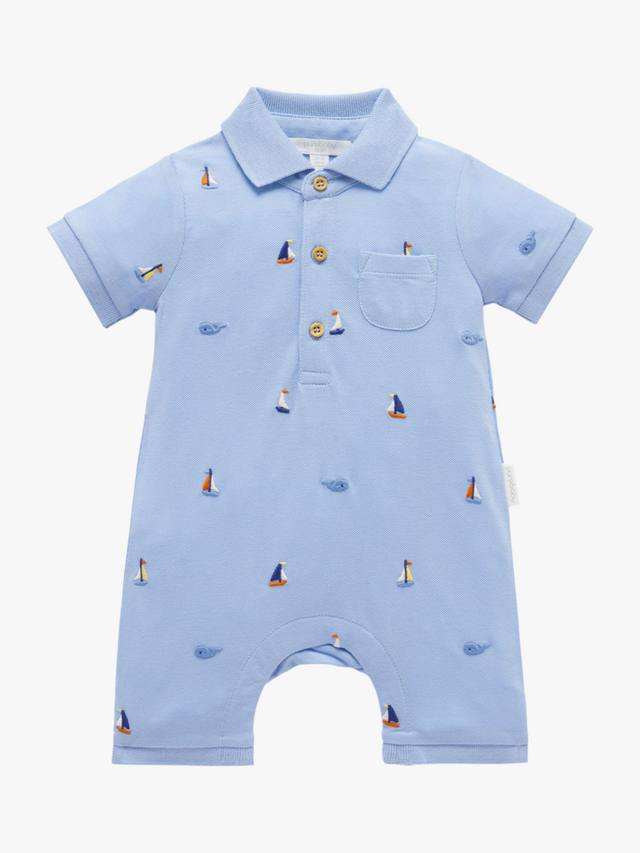 

Детский комбинезон поло из органического хлопка Purebaby, цвет Yacht Broderie