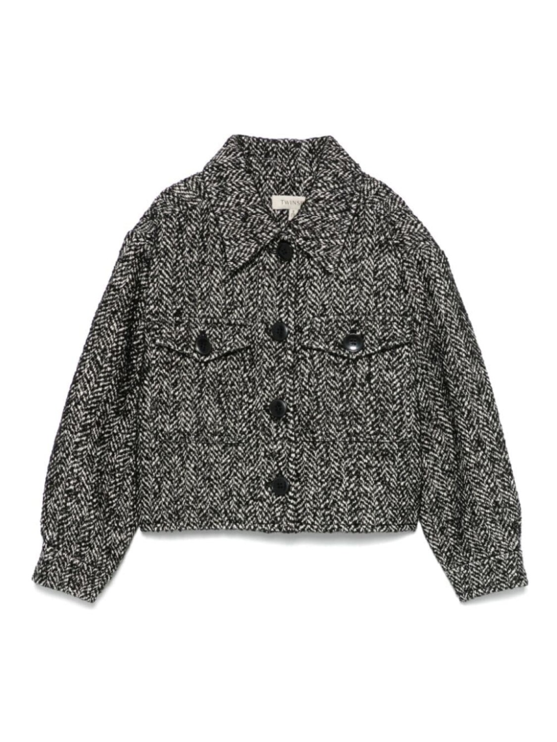 

TWINSET Kids жакет с узором в елочку, черный