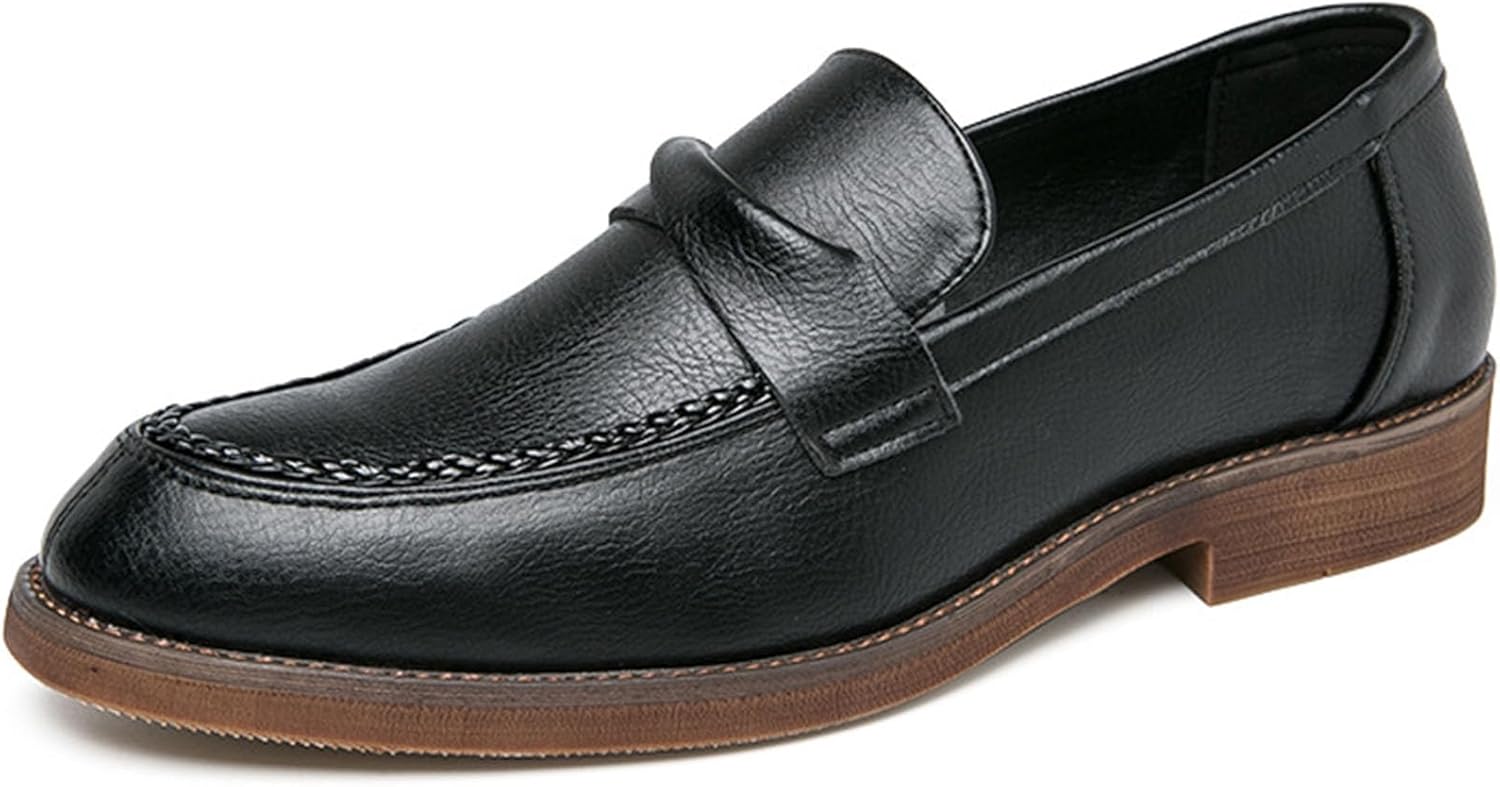 

Мужские классические формальные кожаные лоферы с монетницей, деловые повседневные туфли Oxfords из кожи с противоскользящей подошвой Vannida, черный