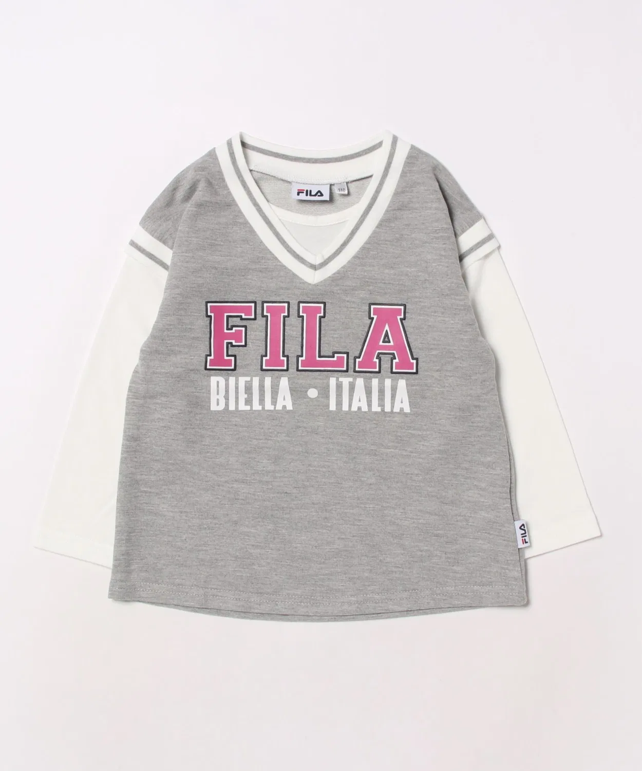 Детская толстовка FILA слоёного дизайна, серый меланж