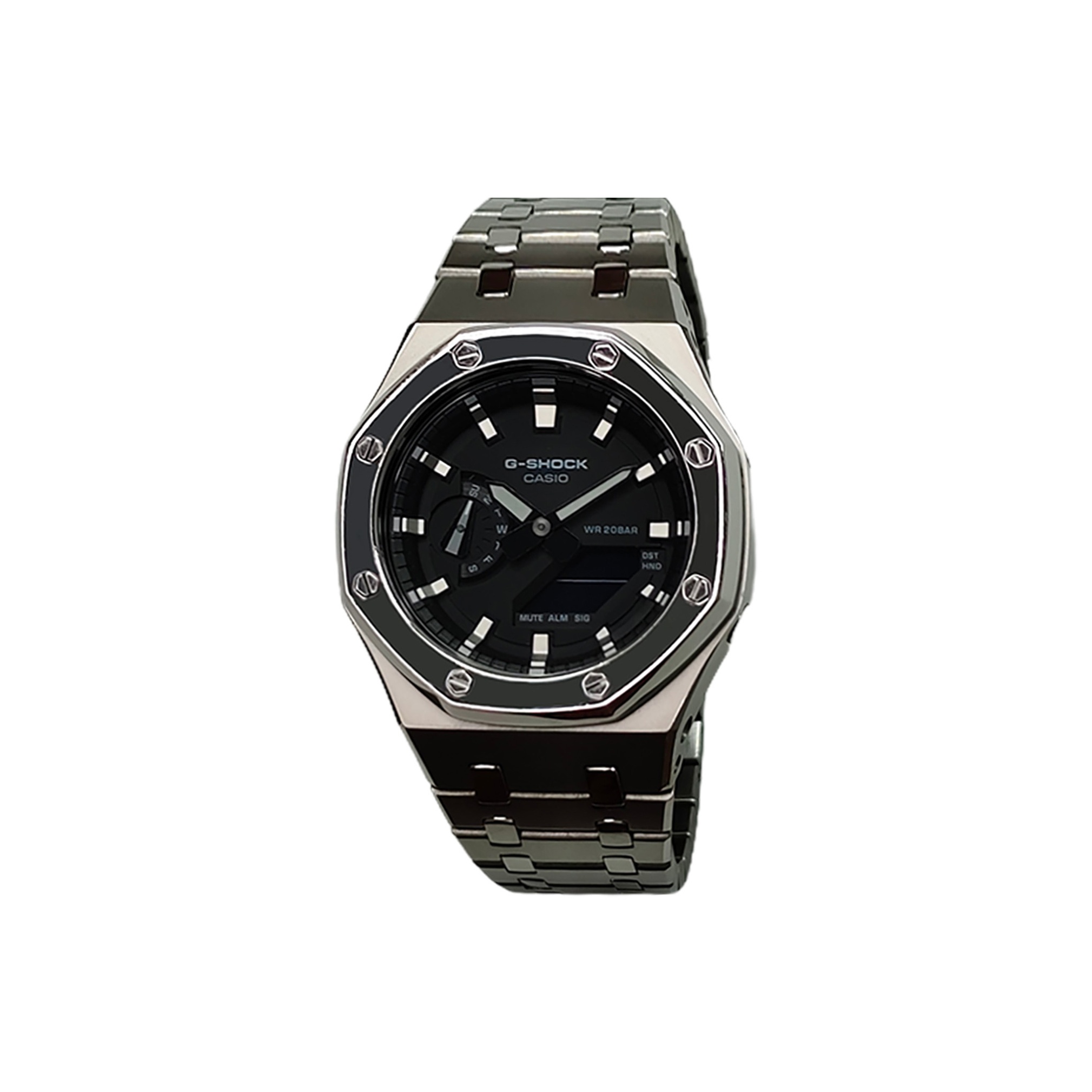 

CASIO Часы Men Liquid Crystal/Analog Dual Display Series Black Watch, Black Dial Silver Strap