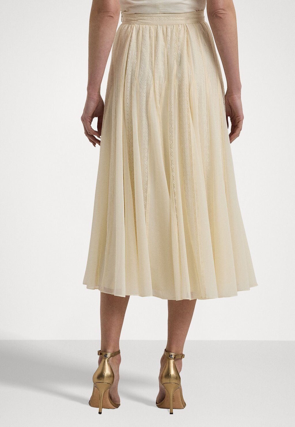 

Юбка А-силуэта LACE & CHIFFON MIDI SKIRT Ralph Lauren, кремовый