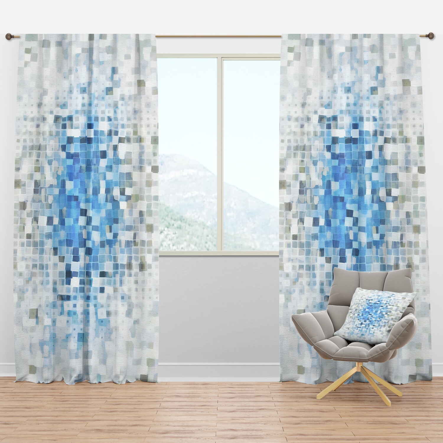 

Шторная панель Designart Blue Spots Geometric I, синий