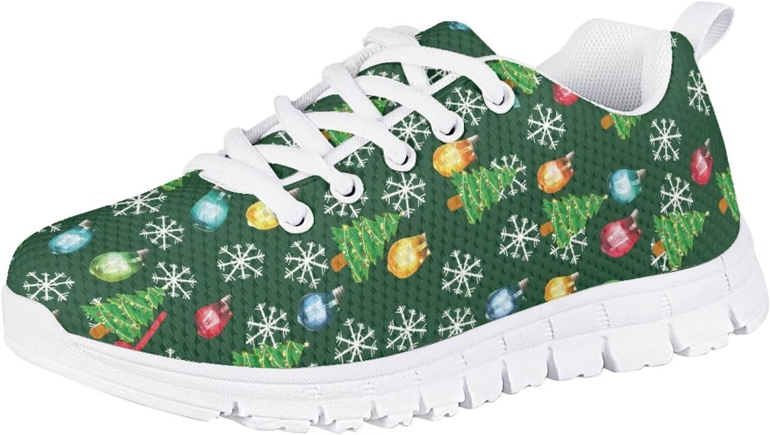 

Кроссовки Forchrinse для мальчиков и девочек на Рождество, детские шнурованные теннисные кроссовки, легкие, дышащие, для ходьбы и бега, Christmas Lights Print