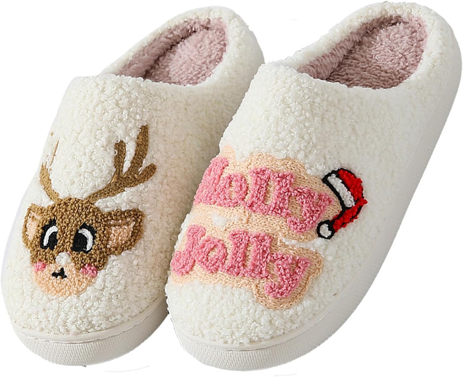 

Рождественские хлопковые тапочки зимние плюшевые с мультяшным оленем, печеньем и Санта-Клаусом для дома, хлопковые домашние туфли Oukisam, 036 Reindeer