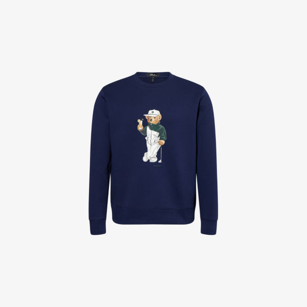 

Толстовка Ralph Lauren Rlx с принтом медведя, синий