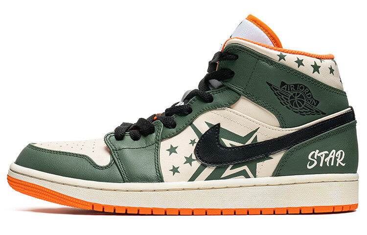 

Кроссовки Air Jordan 1 Vintage Basketball Shoes Men High-top Army Green, белый