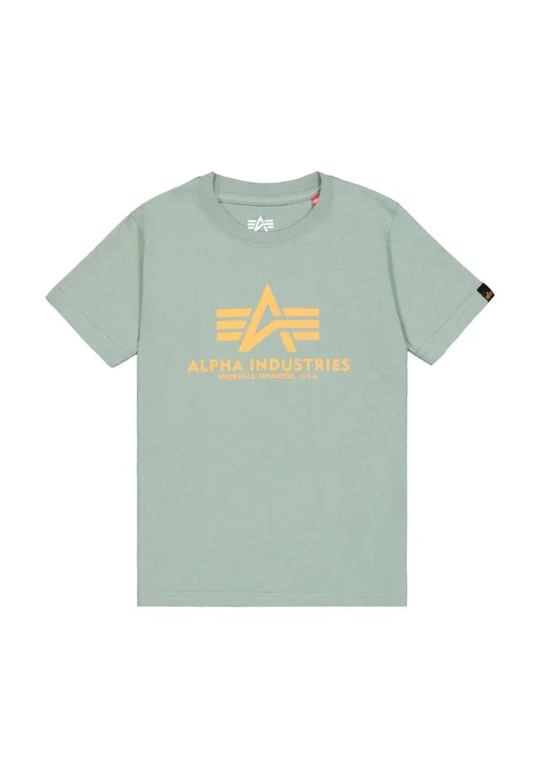 Базовая футболка с принтом для детей и подростков Alpha Industries, Frost Green