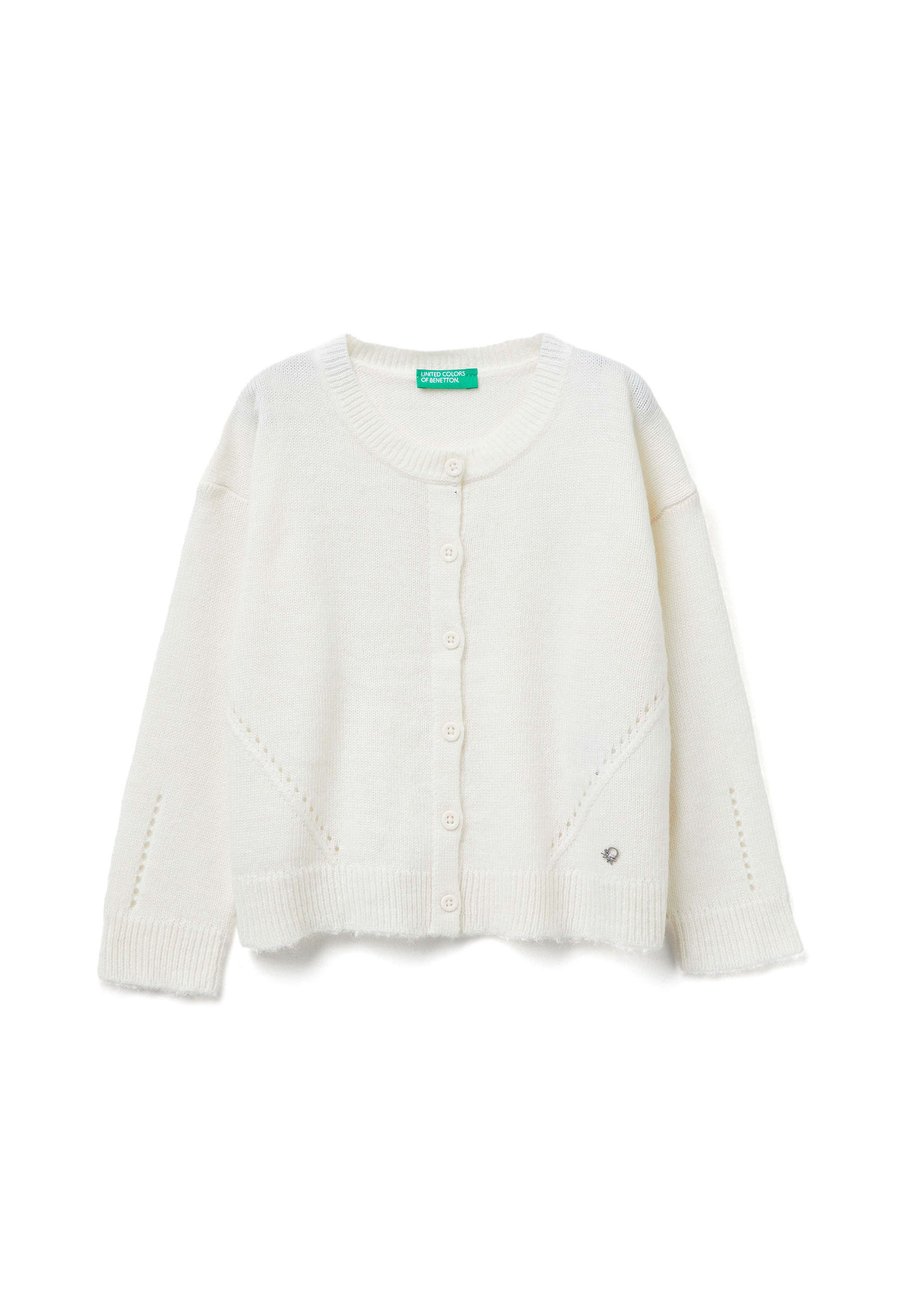 

Кардиган United Colors of Benetton WITH PERFORATED DETAILING , White