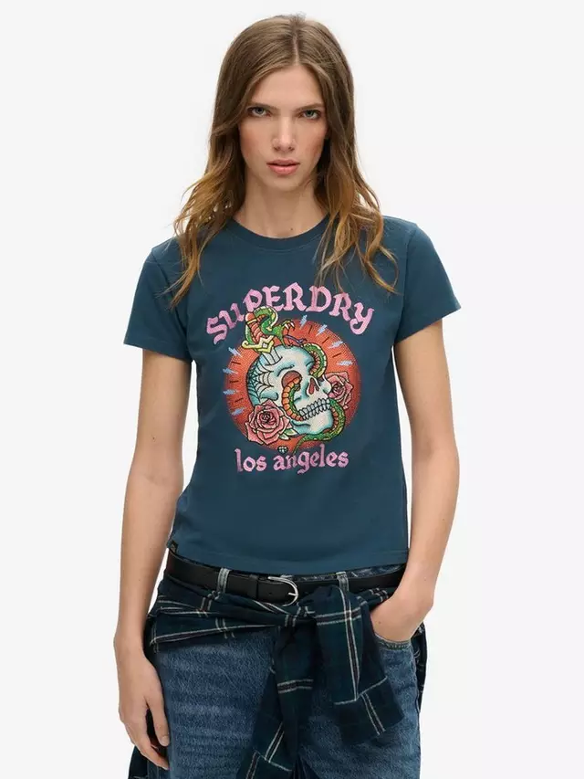 

Футболка Superdry Tattoo Rhinestone, цвет ink