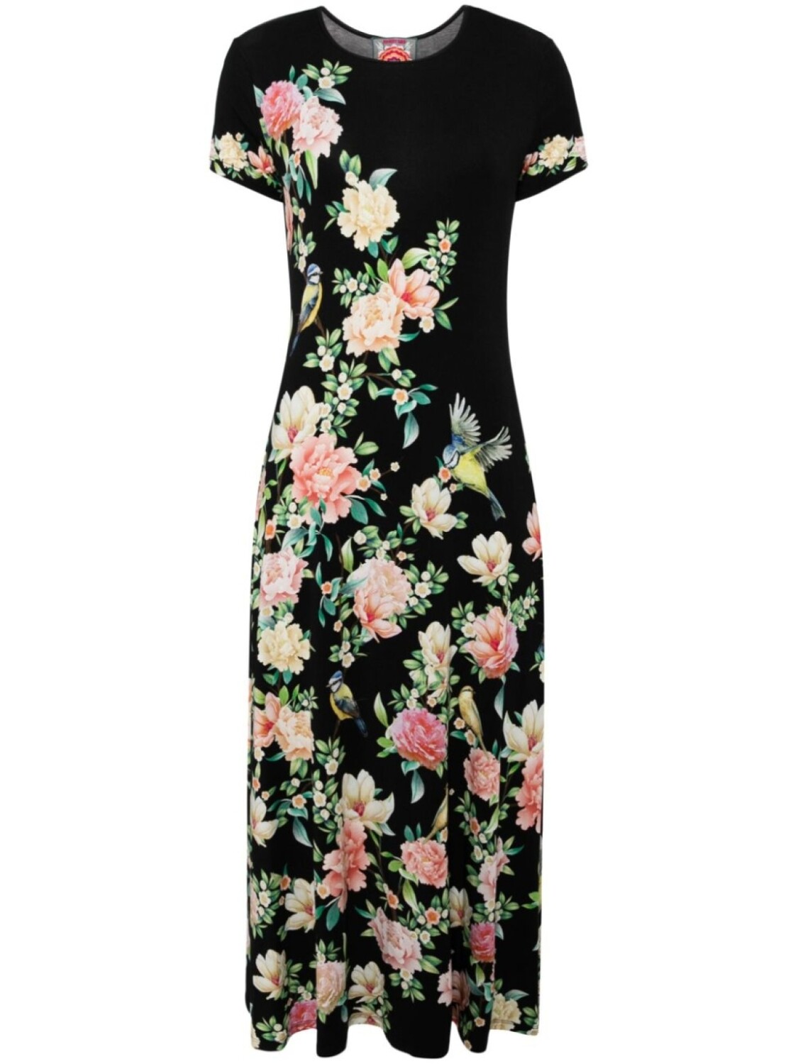 

Johnny Was платье с рукавами кап и цветочным принтом, черный