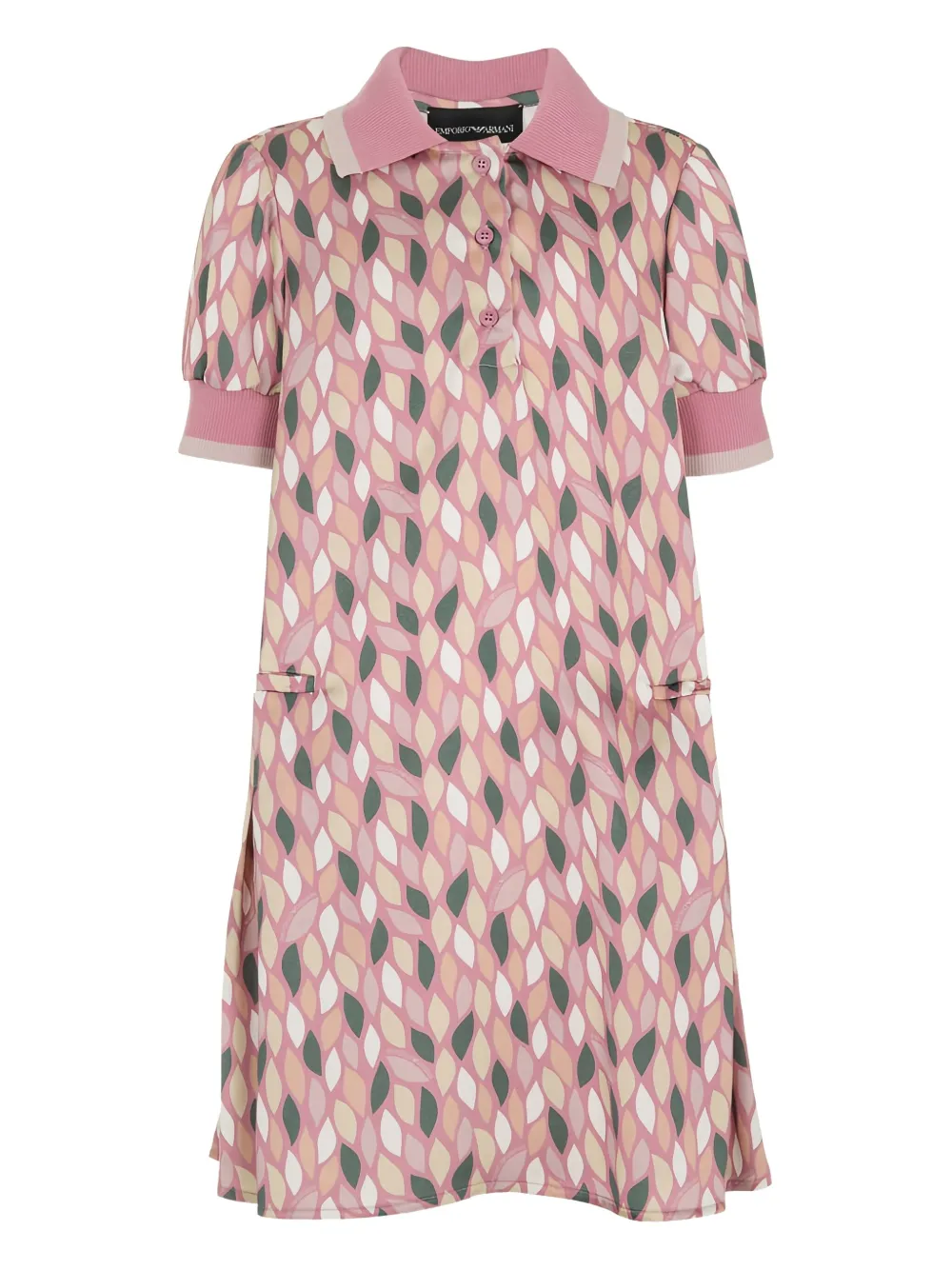 

Платье-поло с принтом в виде листьев Emporio Armani Kids, розовый