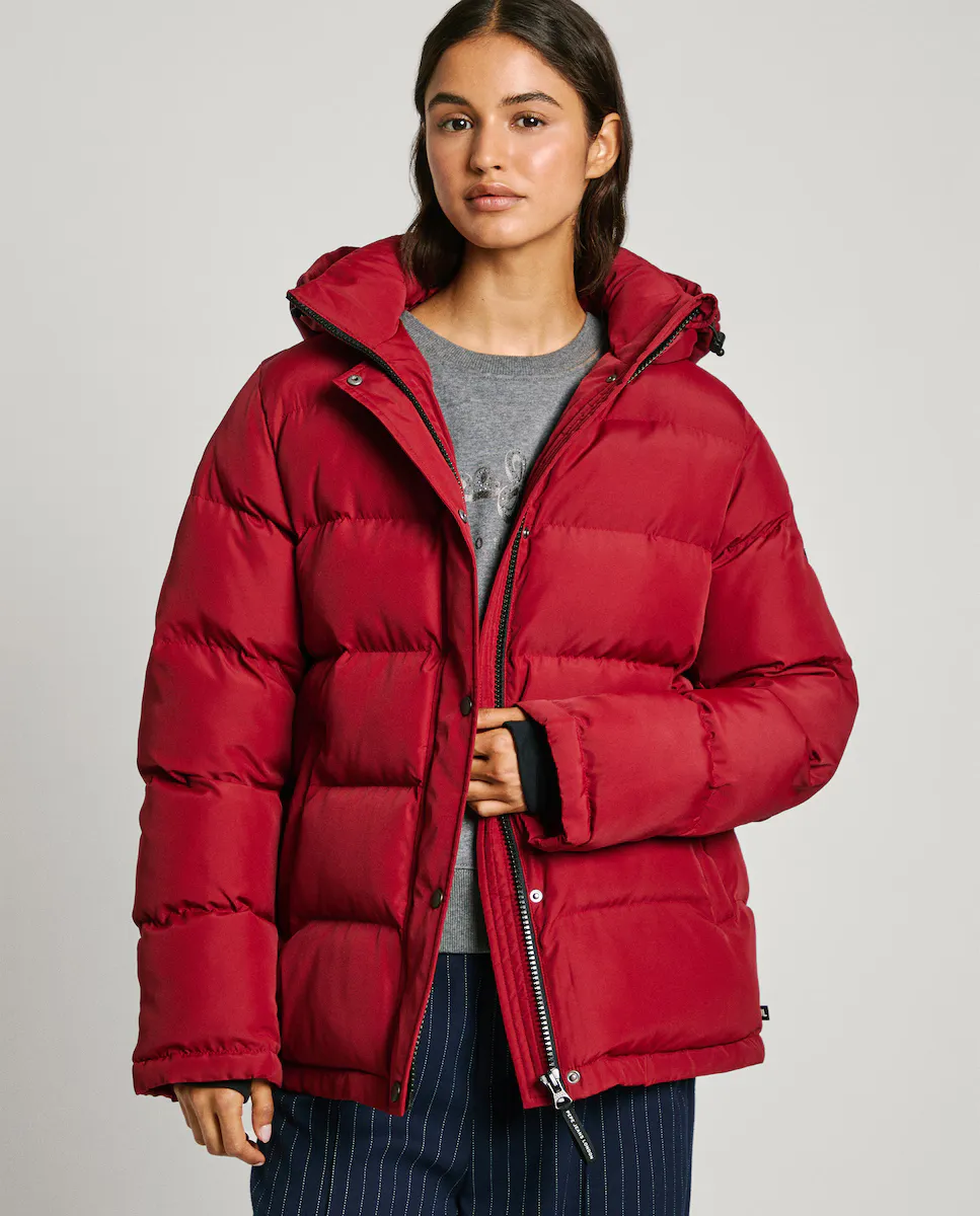 

Утепленный женский пуховик с регулируемым капюшоном Pepe Jeans, красный