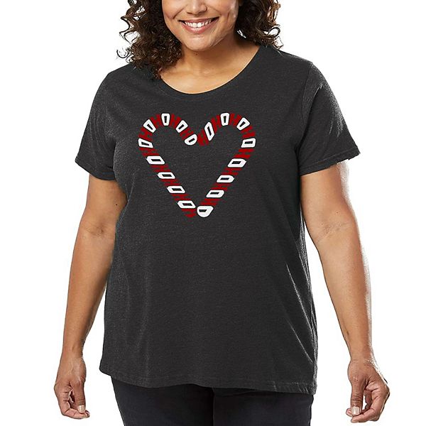 

Футболка с принтом Candy canes для женщин plus size La Pop Art, Grey, Серый, Футболка с принтом Candy canes для женщин plus size La Pop Art, Grey
