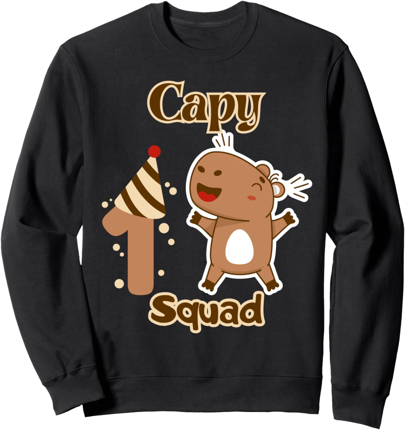

Счастливая Капибара! Команда Капибар на первый день рождения девочки. Семейная вечеринка. Толстовка Family Look Capybara Theme Outfit Decoration Gifts, черный