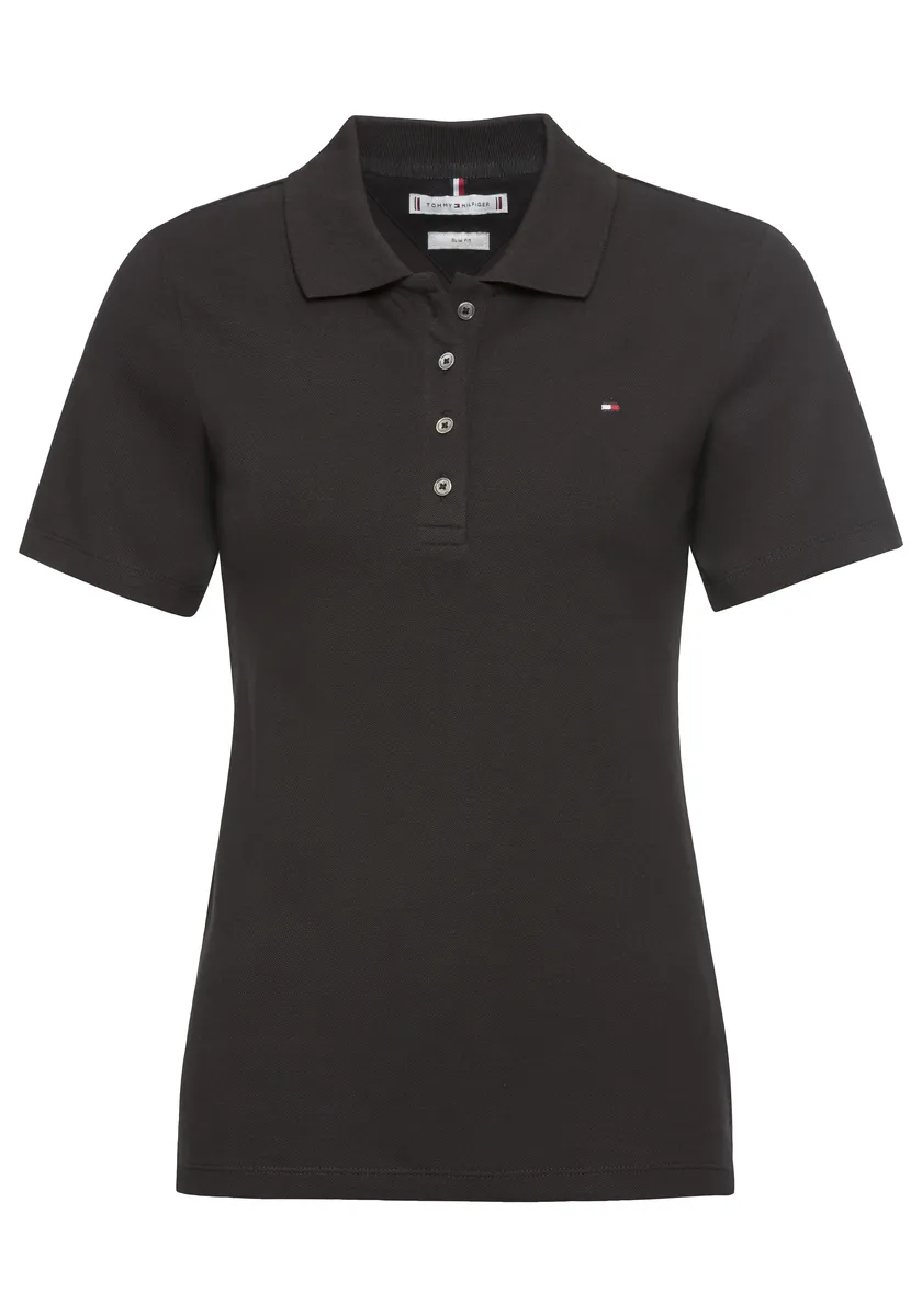 

Рубашка-поло Tommy Hilfiger "1985 SLIM PIQUE POLO SS" с флагом-логотипом Tommy Hilfiger, черный