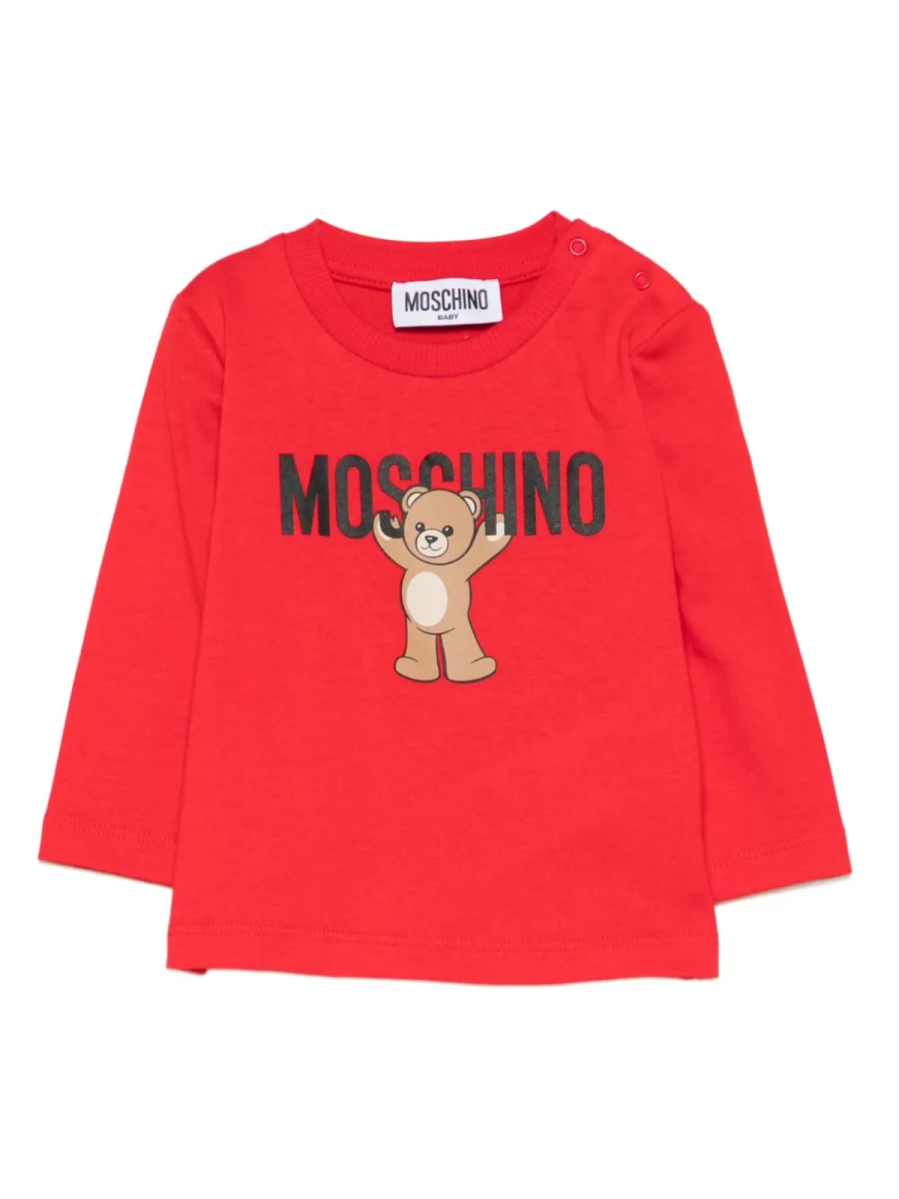 

Топ с длинными рукавами и принтом «Медвежонок Тедди» от Moschino Kids, красный