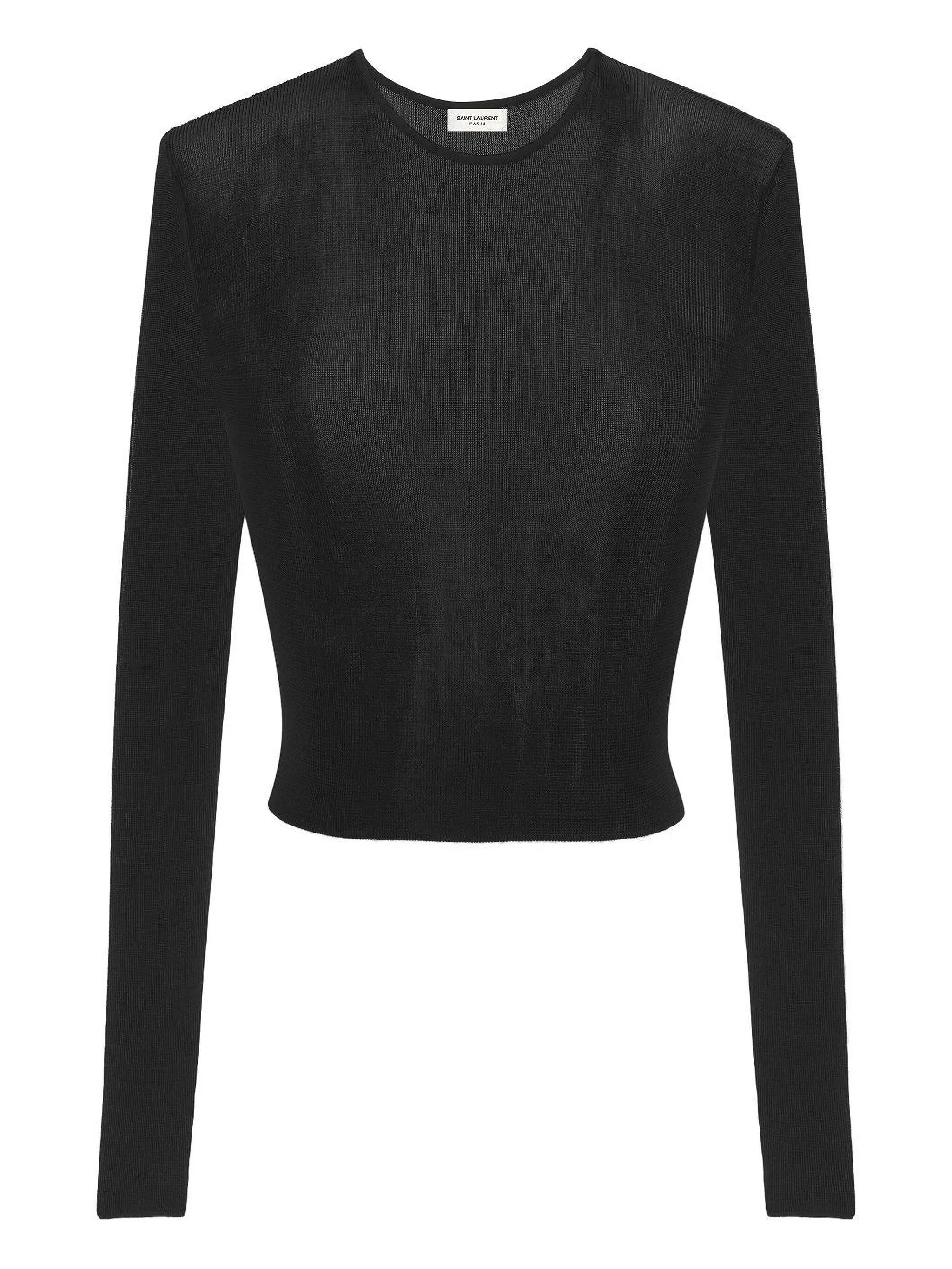 

Трикотажный топ с круглым вырезом Saint Laurent, черный