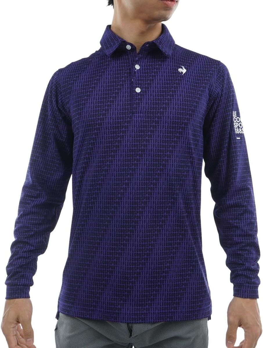 

Мужская рубашка поло Coq Sportif LG5FLS04M с длинным рукавом, воротником, в полоску, влагоотводящая, быстросохнущая, эластичная, для гольфа Le Coq Sportif, синий
