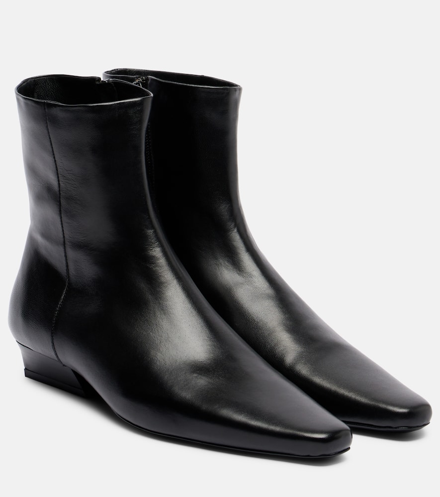 Плоские кожаные ботинки Wally до щиколотки Staud, Black