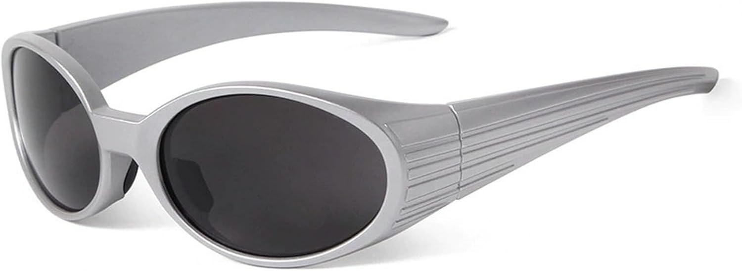 

Ретро-солнцезащитные очки в стиле Y2K для женщин, овальные солнцезащитные очки, ретро-зеркальные очки для занятий спортом на открытом воздухе, защита от УФ-излучения mincl, White Black